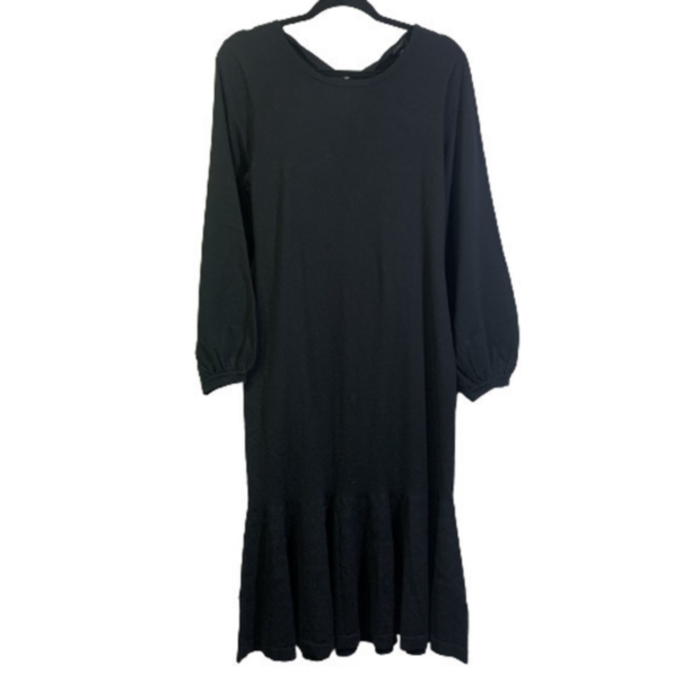 J. CREW Black Twist‎ Back Tiered Ruffle Midi Dress
